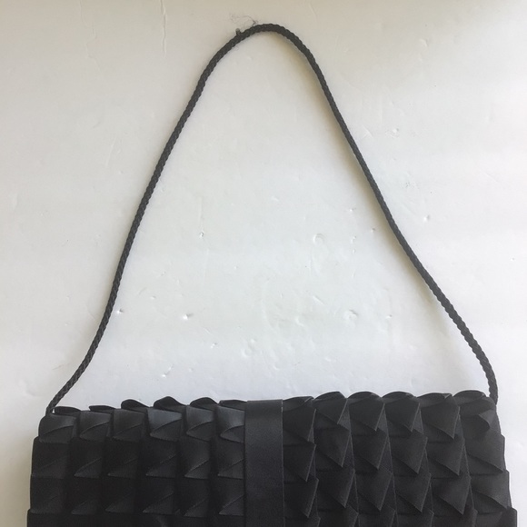 JESSICA MCCLINTOCK BLACK SATIN RIBBON CLUTCH BAG - Picture 9 of 15